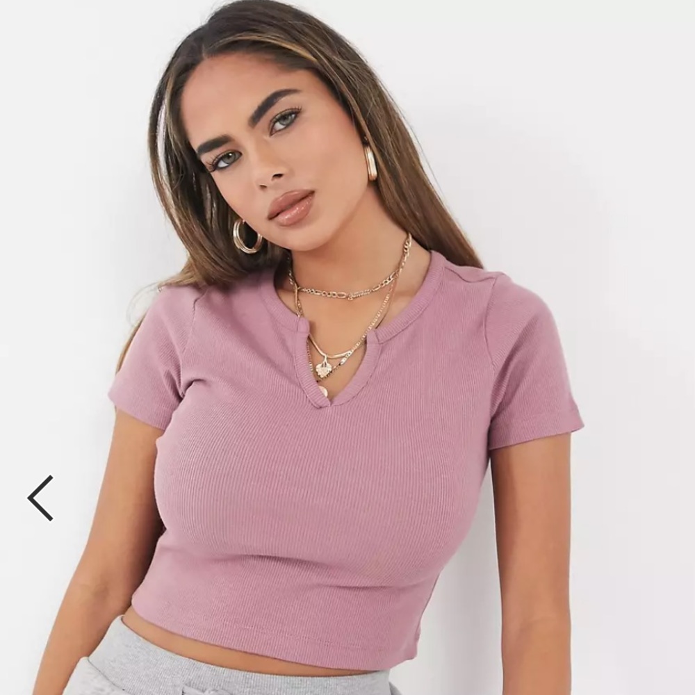 ASOS slim fit t-shirt with notch neck and ribbed